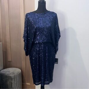 Sequin Blue Cocktail Dress Size 6 New With Tags